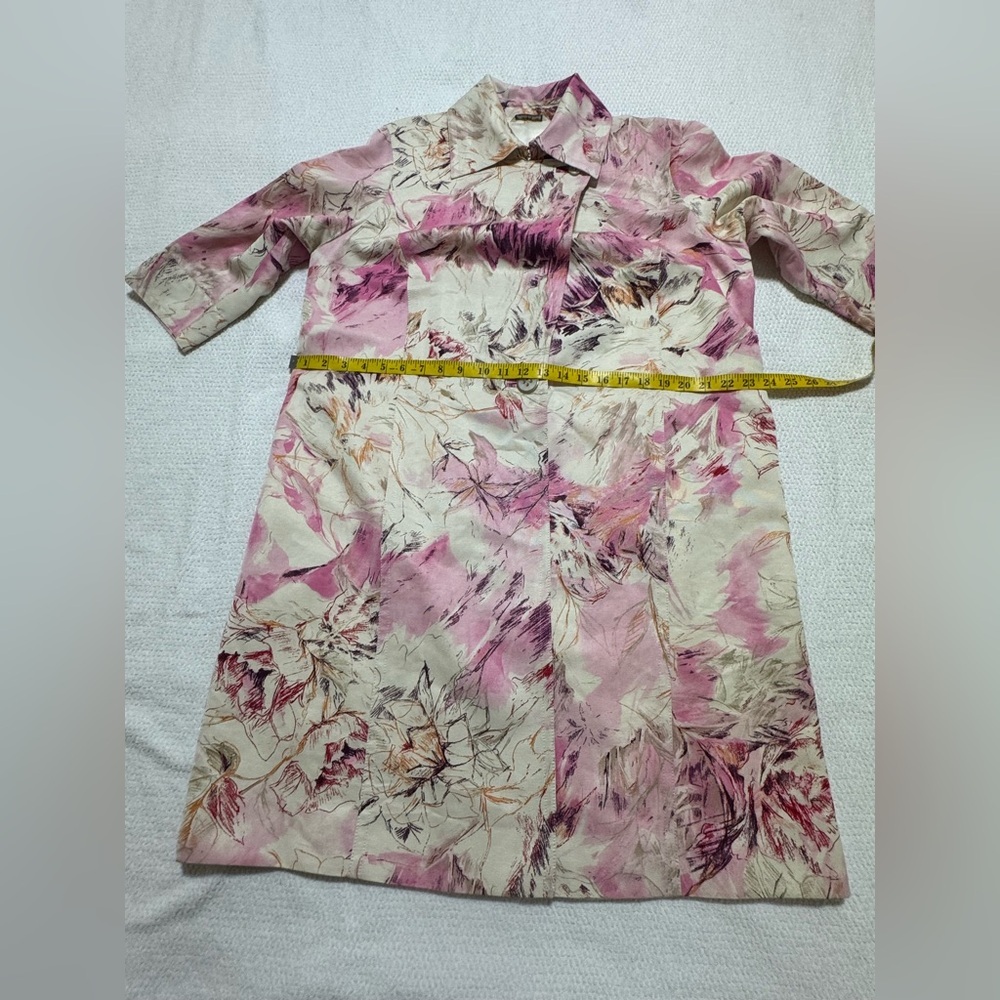 Marina Rinaldi Size 21 Floral Viscose/Cotton Blend Duster 3/4 Sleeve Coat Lined - Picture 11 of 16